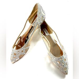 Badgley Mischka Gigi Crystal Pointed Ivory Flats
